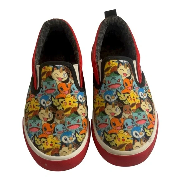 Pokemon Round Up Red and Black Kids Low Top Slip On Canvas Sneakers Size 13 - Picture 10 of 11